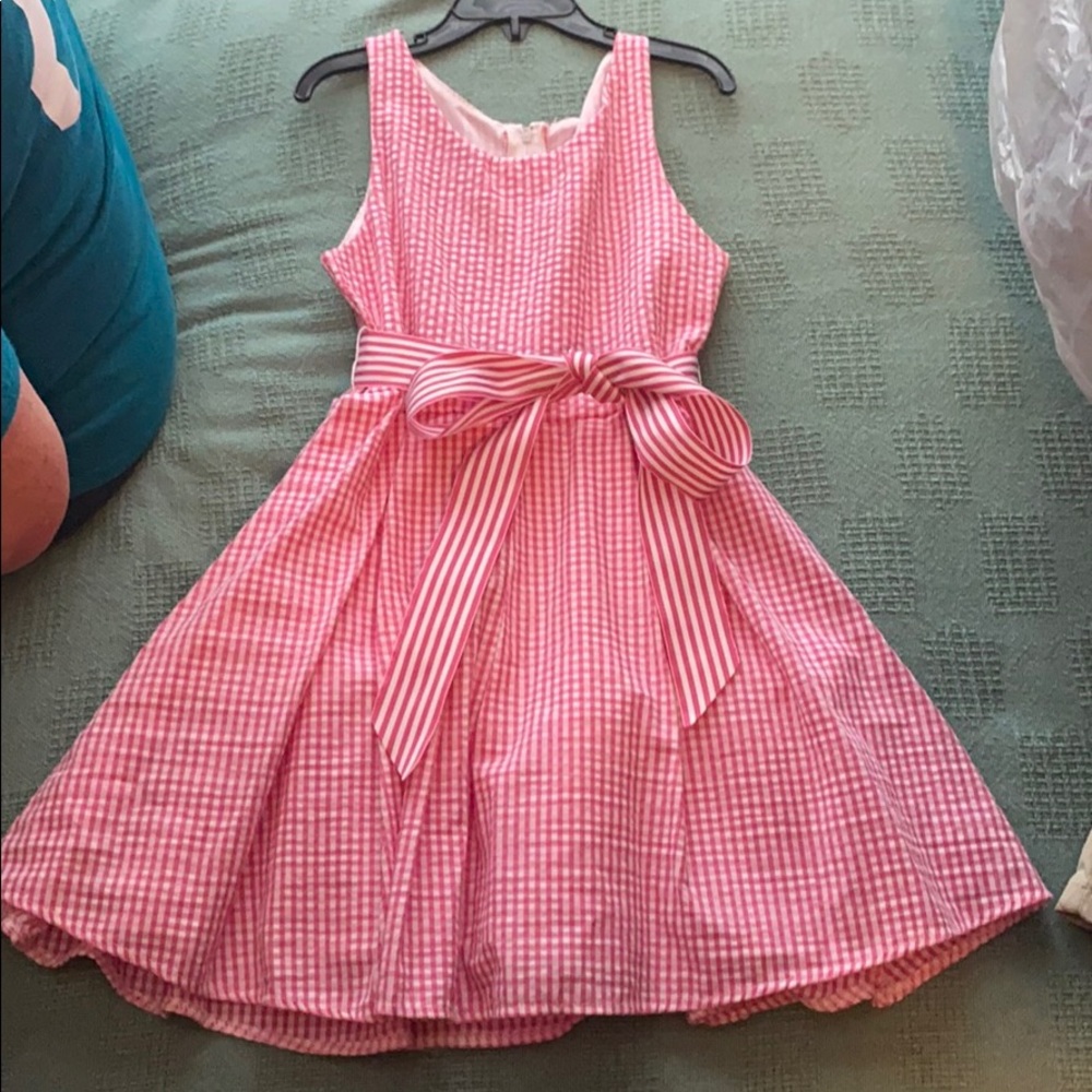 Pink and white dress